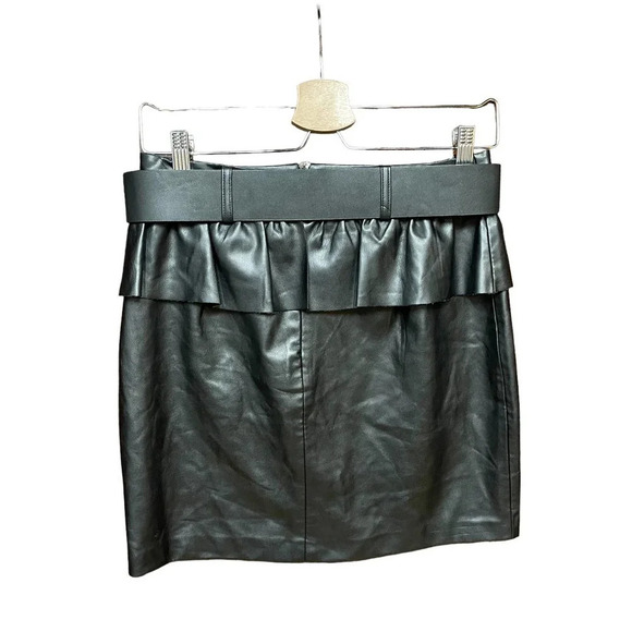 Zara Belted Faux Leather Mini‎ Skirt Black Size Small - Picture 5 of 10